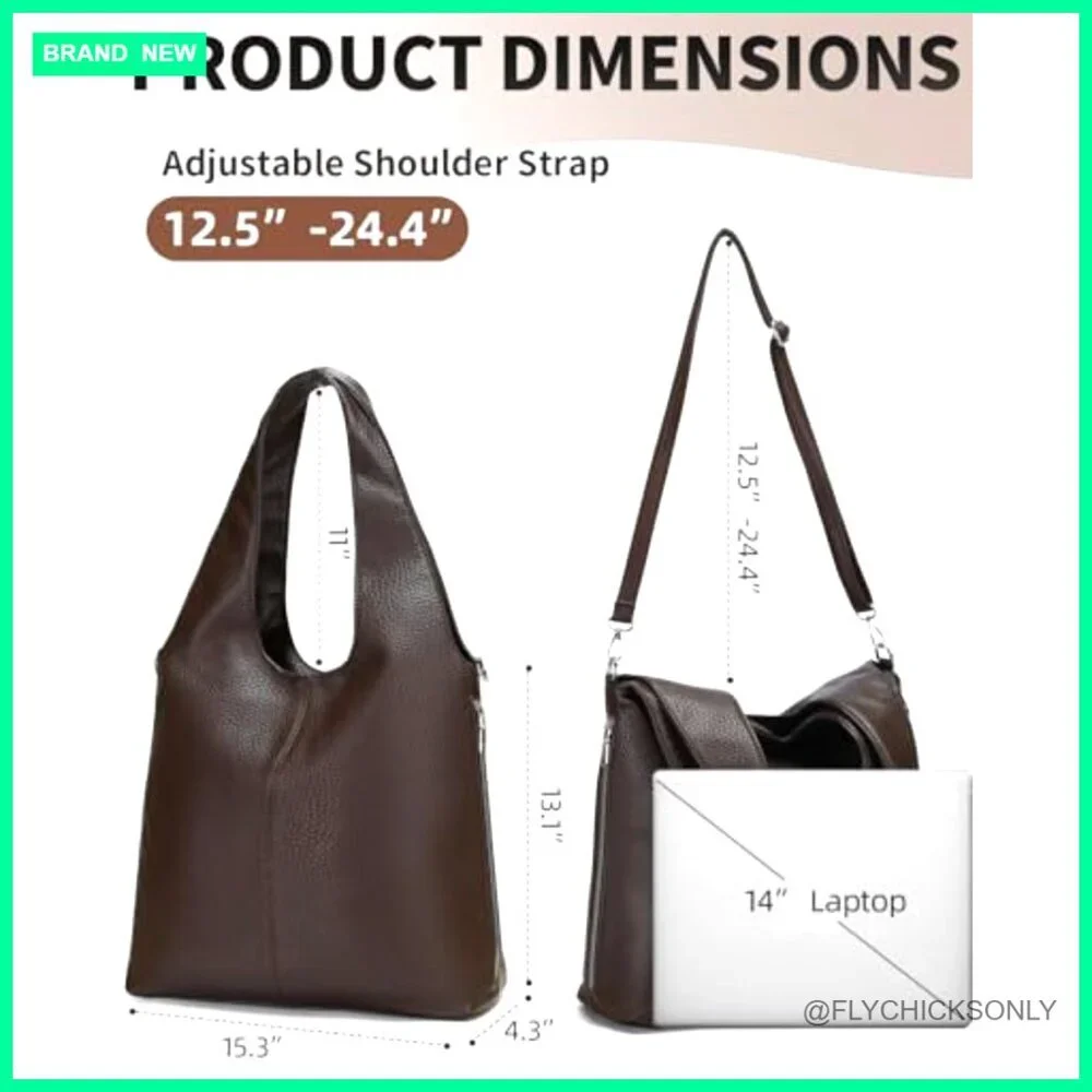 Medium Vegan Leather Hobo Bag with Adjustable Strap, Multiple Pockets